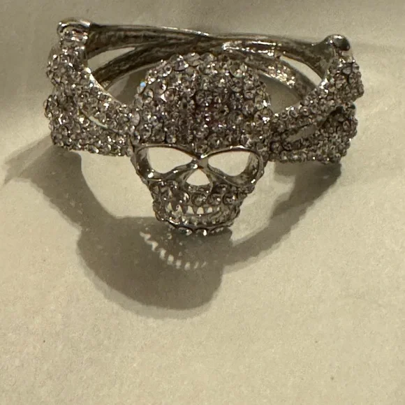 BRACELET SKULL RHINESTONES CLAMPER HALLOWEEN - Picture 7 of 11